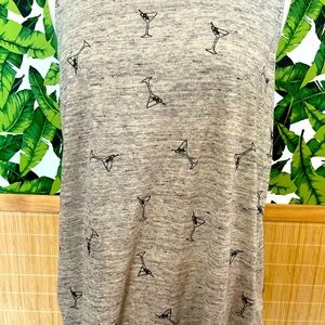 Grey with martini glasses Cynthia Rowley tank